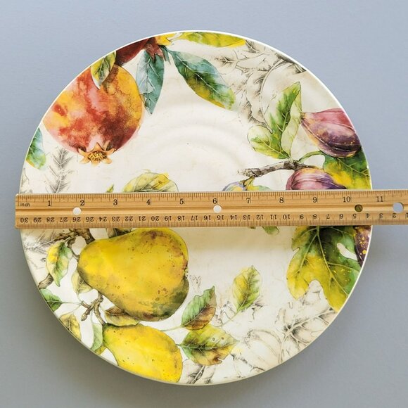 Pier 1 Verona Dinner Plate, Autumn Fruits, Pear Apple Leaves, Fall Kitchen Decor - Picture 9 of 11